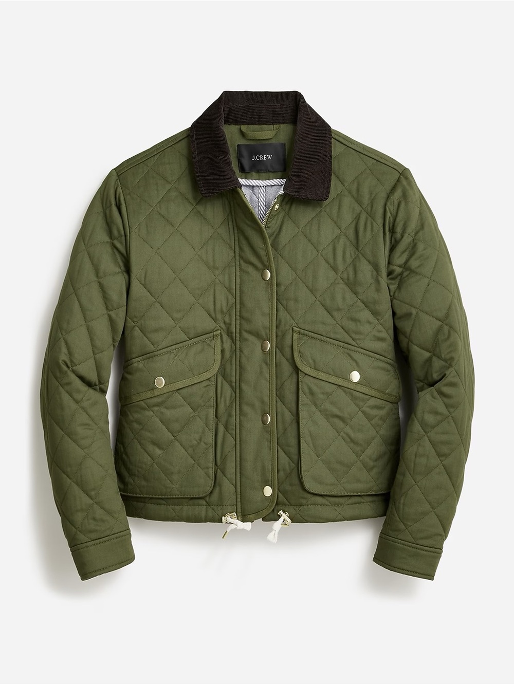 NWOT J. Crew Quilted Limited Edition Cropped Barn Jacket with Corduroy Collar